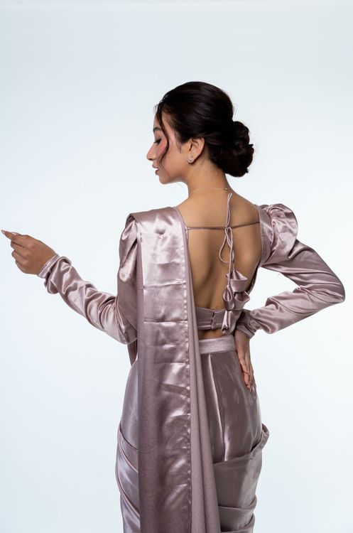 KUSA SILK SAREE (CHAMPAGNE BLUSH) - Traditional Alley