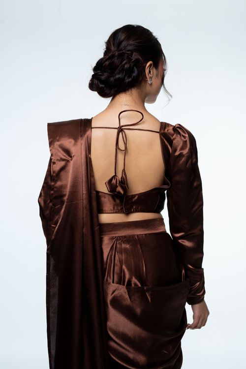KUSA SILK SAREE (BROWN) - Traditional Alley