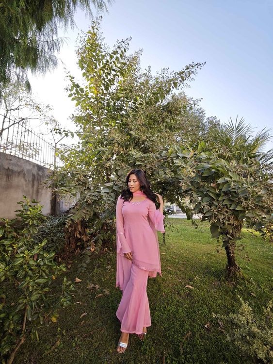 MAYA RETRO STYLE KURTHI SET: PEACH - Traditional Alley