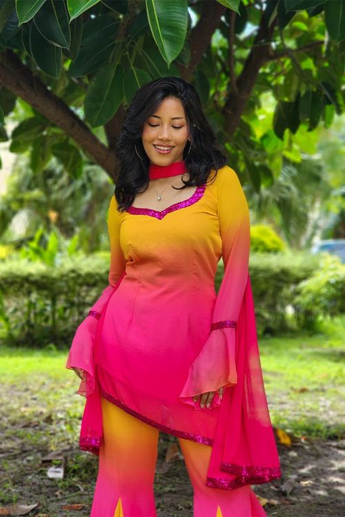 MAYA RETRO STYLE KURTHI SET: OMBRE - Traditional Alley