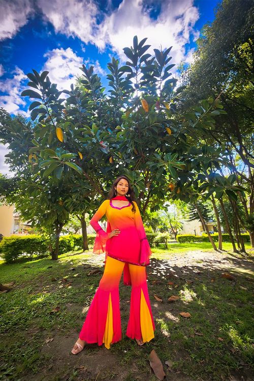 MAYA RETRO STYLE KURTHI SET: OMBRE - Traditional Alley